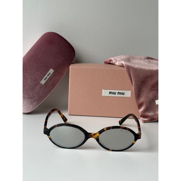 NEW Miu Miu MU04ZSF Brown Silver Mirror Sunglasses $518 - Picture 4 of 6